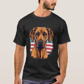 4th Of July US Flag Rhodesian Ridgeback Dog Tシャツ (正面)