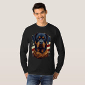 4th Of July US Flag Rottweiler Dog 1 Tシャツ (正面フル)