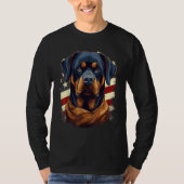 4th Of July US Flag Rottweiler Dog 1 Tシャツ (正面)