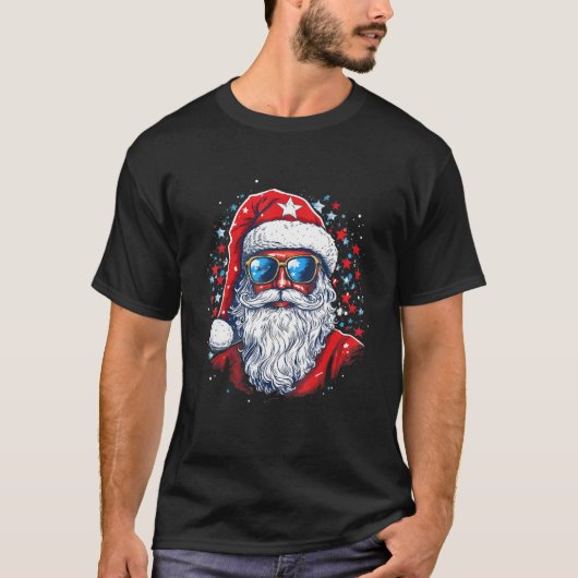 4th Of July US Flag Santa Claus 2 Tシャツ (正面)
