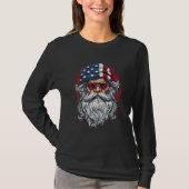 4th Of July US Flag Santa Claus 3 Tシャツ (正面)