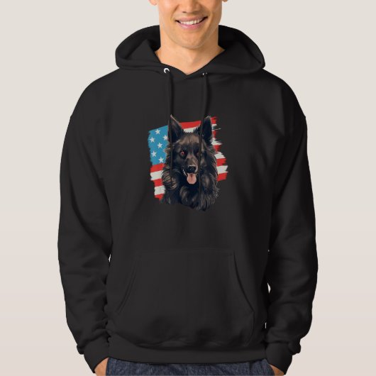 4th Of July US Flag Schipperke Dog 1 パーカ (正面)
