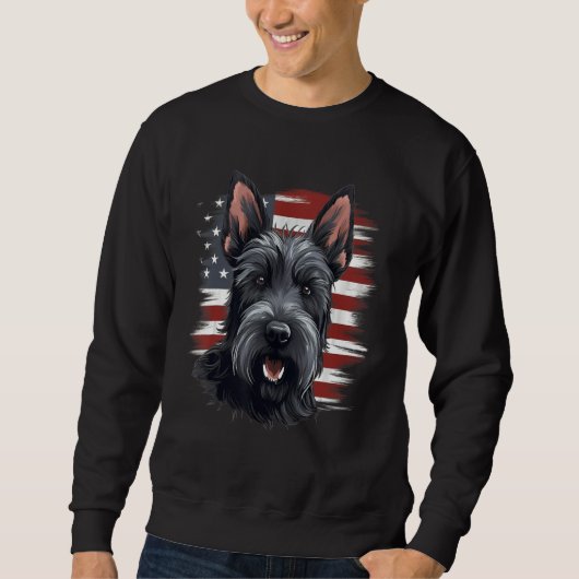 4th Of July US Flag Scottish Terrier Dog スウェットシャツ (正面)