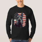 4th Of July US Flag Scottish Terrier Dog 3 Tシャツ (正面)