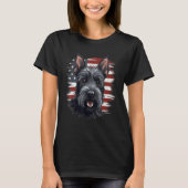 4th Of July US Flag Scottish Terrier Dog Tシャツ (正面)