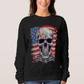 4th Of July US Flag Skeleton スウェットシャツ (正面)