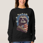 4th Of July US Flag Sloth スウェットシャツ (正面)