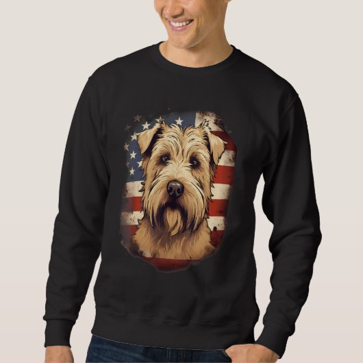 4th Of July US Flag Soft Coated Wheaten Terrier Do スウェットシャツ (正面)
