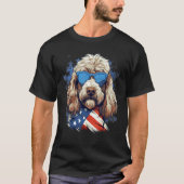 4th Of July US Flag Whoodle Dog Tシャツ (正面)