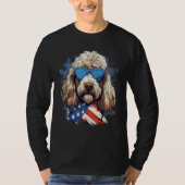 4th Of July US Flag Whoodle Dog Tシャツ (正面)