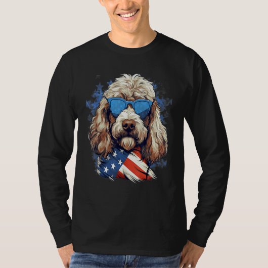 4th Of July US Flag Whoodle Dog Tシャツ (正面)