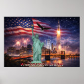 4th of July USA 250th Statue of Liberty Rocket ポスター (正面)