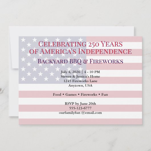 4th of July USA 250th Statue of Liberty Rocket 招待状 (裏面)