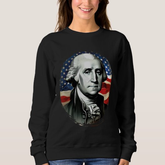 4th of July USA George Washington Painting On スウェットシャツ (正面)