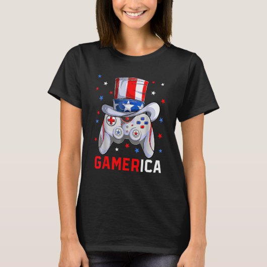 4th Of July Video Game American Flag Uncle Sam Gam Tシャツ (正面)