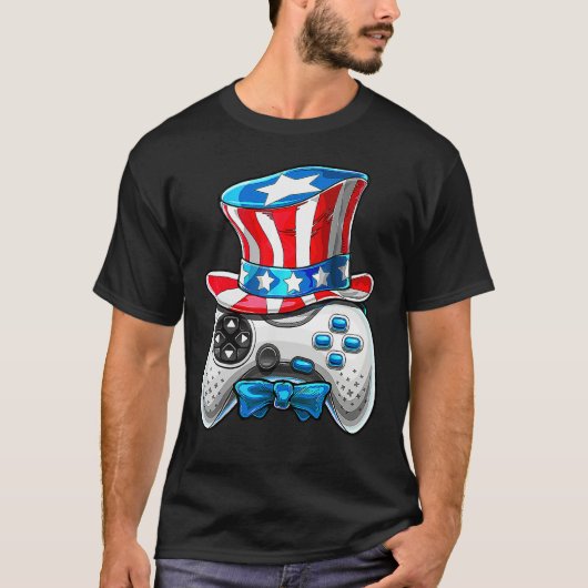 4th Of July Video Game American Flag Uncle Sam Gam Tシャツ (正面)