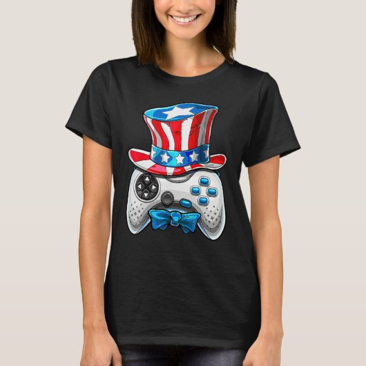 4th Of July Video Game American Flag Uncle Sam Gam Tシャツ (正面)