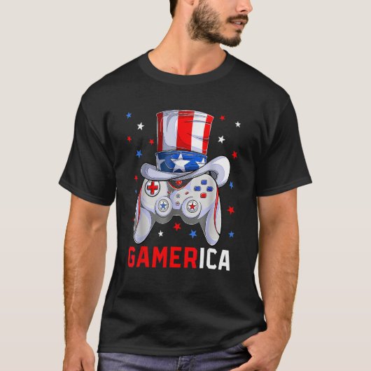 4th Of July Video Game American Flag Uncle Sam Gam Tシャツ (正面)