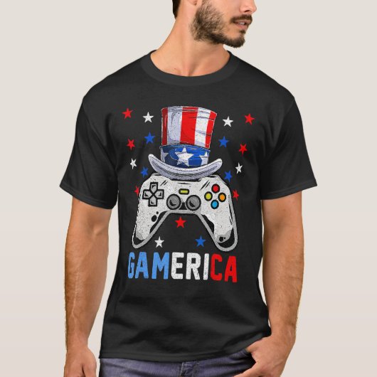 4th Of July  Video Game Gamerica Kids Boys Men USA Tシャツ (正面)