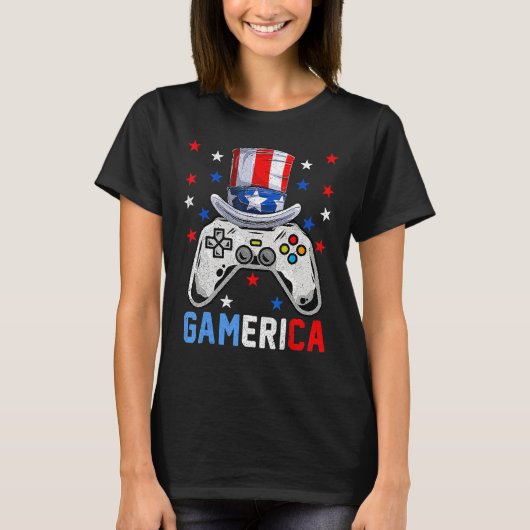 4th Of July  Video Game Gamerica Kids Boys Men USA Tシャツ (正面)
