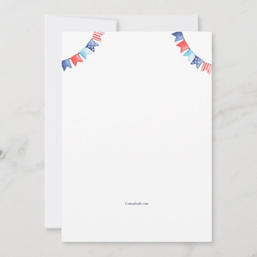 4th of July Watercolor  招待状 (裏面)