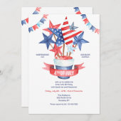 4th of July Watercolor 招待状 (正面/裏面)