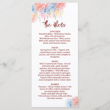 4th of July  Wedding Menu, Minimalist Menu