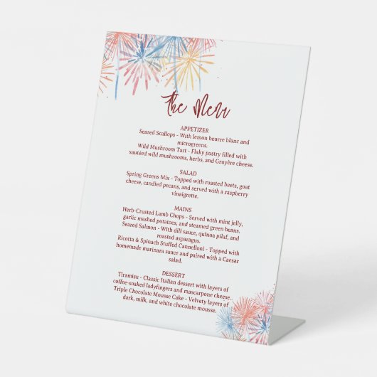 4th of July  Wedding Menu, Minimalist Menu 台座サイン (正面)