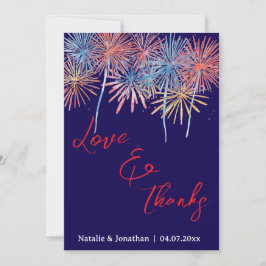 4th of July  Wedding Thank You Card W Note 招待状