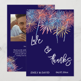 4th of July Wedding Thank You Card W Note 招待状