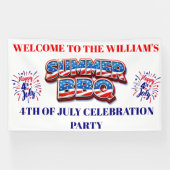 4th of July Welcome Banner – Patriotic Summer BBQ 横断幕 (横)