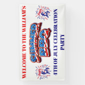 4th of July Welcome Banner – Patriotic Summer BBQ 横断幕 (縦)