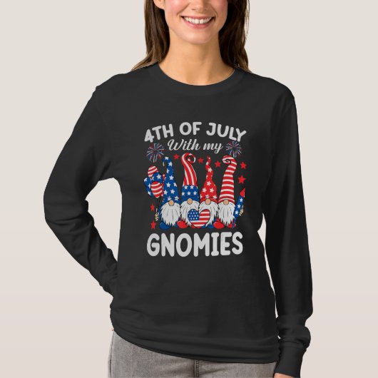 4th Of July With My Gnomies  Gnome Us Flag Patriot Tシャツ (正面)