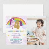 4th Rainbow Unicorn誕生日招待状w photo 招待状 (正面/裏面)