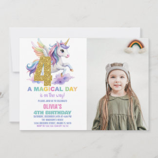 4th Rainbow Unicorn誕生日招待状w photo 招待状