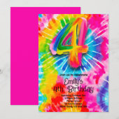4th Tie Dye Birthday 招待状 (正面/裏面)
