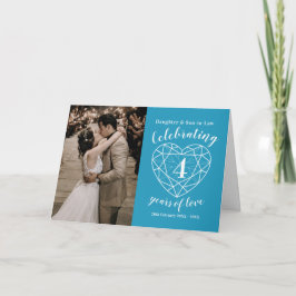 4th Wedding Anniversary blue topaz heart カード