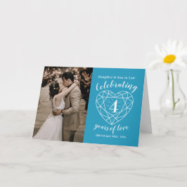 4th Wedding Anniversary blue topaz heart カード