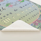 4th Year Wedding Anniversary Green&Blue Flower シェルパブランケット (3/4)