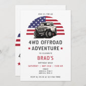 4WDオフロードアドベンチャー4x4車の誕生日 招待状 (正面/裏面)
