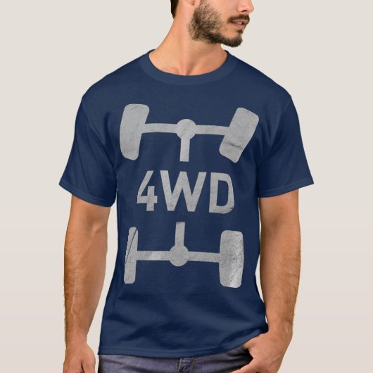4WDレトロオフロードオーバーランド4x4 Tシャツ (正面)