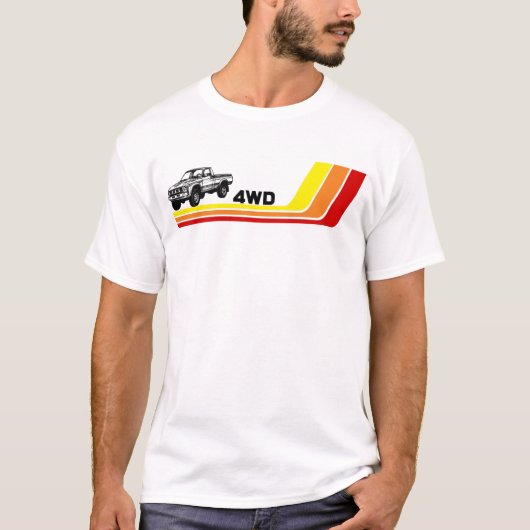 4WD 80sトラックストライプ Tシャツ (正面)