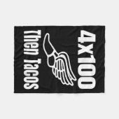 4xおもしろい100その後タコス100メートルリレーレースランナー フリースブランケット (正面(横))