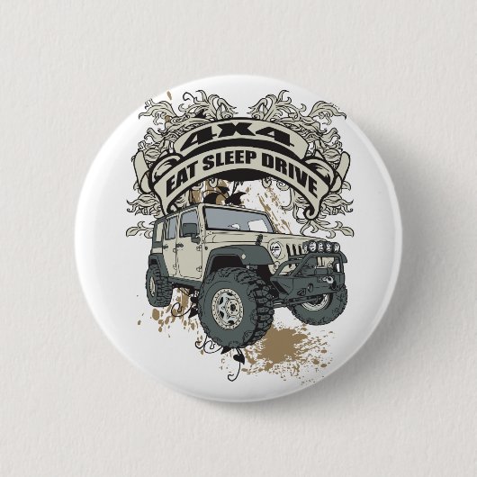 4x4を食べて下さい、眠らせて下さい、運転して下さい 缶バッジ (正面)