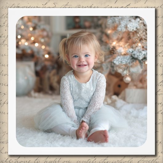 4x4 Rounded Square Border Holiday Family Photo フォトプリント