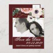 4x5は日付カードの幾何学的な庭のワインBurguを救います 招待状 (正面/裏面)