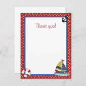 4x5セーリング遠くに帆船レッドマットフラットサンキュー ノートカード (正面/裏面)