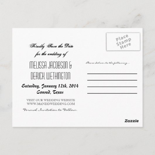 4x5タイポグラフィ写真の発表日を保存 ポストカード (裏面)