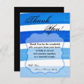 4x5フラットグラデーションサンキューカードストライプブルーラインパッド サンキューカード (正面/裏面)