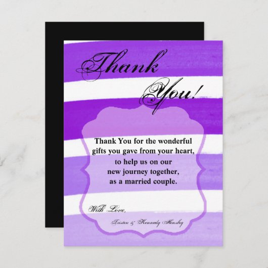 4x5フラットグラデーションサンキューカードストライプ紫色の線 サンキューカード (正面/裏面)